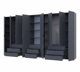 Шкаф для одежды Дорос Гелар графит 8 дверной с пеналом 370 см