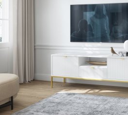 Тумба під ТВ Nova/Нова RTV154 Білий золоті ніжки Perfect Home Ширина 154 см