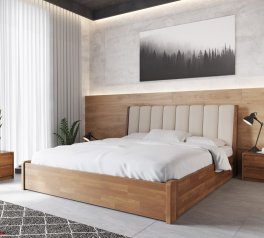 Кровать деревянная Лев Токио 50 с подьемным механизмом и нишей для белья массив Бук