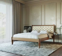 Кровать деревянная с мягкой вставкой Лев Монако 50 массив Бук