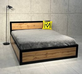 Кровать LOFT 160×200 + подъёмный механизм Дуб Сонома / Чёрный мат MebliRoMax