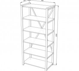 Стеллаж LOFT 900 Дуб Сонома / Чёрный мат MebliRoMax