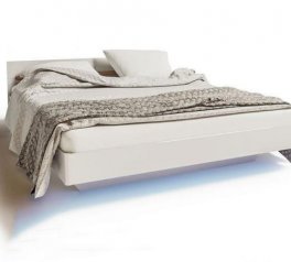 Ліжко двоспальне Світ меблів 140 Б'янко МДФ / ДСП Білий / Дуб Сонома