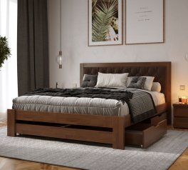 Кровать деревянная с мягкой вставкой ArborDrev Симфония Люкс Сосна / Бук