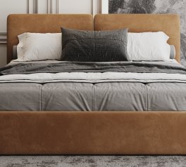 Ліжко двоспальне м'яке Woodsoft Elim II / Елім II з підйомним механізмом та нішею для білизни