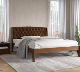 Кровать деревянная с мягкой вставкой ArborDrev Алекс Сосна / Бук