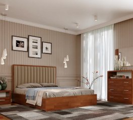 Кровать деревянная с мягкой вставкой ArborDrev Глория Сосна / Бук