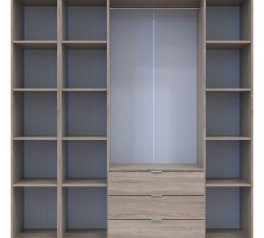 Шкаф для одежды Дорос Гелар дуб сонома 4-х дверный/Зеркало 194 см