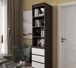 Шкаф Морели Т219 венге темный/белый с полками и ящиками 50 см