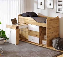 Кровать комната со столом №5 Viorina deko Корпус Дуб Тахо