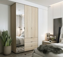 Шкаф для одежды Дорос Гелар дуб сонома 2-х дверный/Зеркало 116,5 см