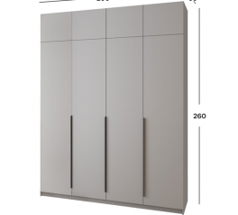 Шкаф Mebelstar Оскар четырехдверный с антресолью и ящиками Серая мышка 200 см