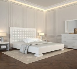 Ліжко дерев'яне з м'якою вставкою ArborDrev Подіум Білий Сосна / Бук