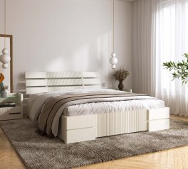 Кровать деревянная ArborDrev Далі Люкс II с подьемным механизмом и нишей для белья Сосна / Бук