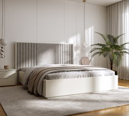 Ліжко дерев'яне DrevKO Аделіна 2 з підйомним механізмом та нішею для білизни Емаль