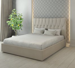 Ліжко м'яке двоспальне Лев Лісабон з підйомним механізмом та нішею для білизни