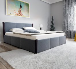 Ліжко двоспальне дерев'яне з м'якою вставкою з підйомним механізмом і нішею для білизни ЧДК Сеул масив Вільха 