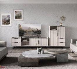 Тумба под ТВ RTV2D2S Фреско Кашемир / Темный мрамор