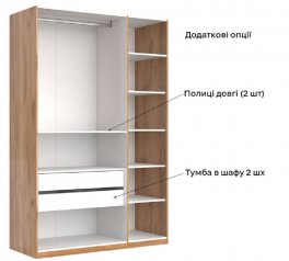 Шкаф 4дв с зеркалом Миромарк Луна 4 дверный дуб крафт 180 см