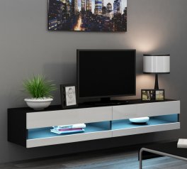 Тумба под ТВ Vigo / Виго RTV180 Чёрный мат/Белый глянец Cama Ширина 180 см