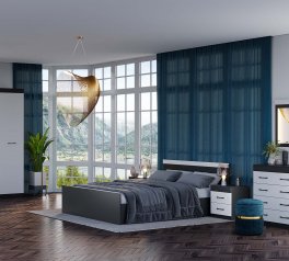 Модульная спальня Mirta/Мирта Киевский Стандарт Антрацит/Нимфея Альба