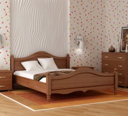 Ліжко двоспальне дерев'яне Явіто Лаванда Масив Вільха / Ясен / Дуб 