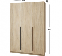 Шкаф Mebelstar Оскар трехдверный с ящиками Дуб сонома 150 см