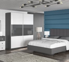 Модульна система London/Лондон Mebel Service Сірий/Білий лак/Сірий лак