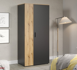 Шафа Мебельбос 2D 2 дверна графіт Esteban 90 см