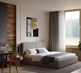 Ліжко м'яке двоспальне Woodsoft Catania II / Катанія II з підйомним механізмом та нішею для білизни