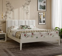 Кровать деревянная с мягкой вставкой ArborDrev Грация Премиум Сосна / Бук Белый