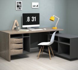 Комп'ютерний стіл Connect 1 Інтарсіо Правий/Лівий Дуб Сонома Трюфель/Антрацит 190 см