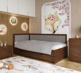 Детская кровать деревянная с мягкой вставкой DrevKO Диадема