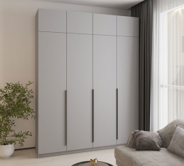 Шкаф Mebelstar Оскар четырехдверный с антресолью и ящиками Серая мышка 200 см