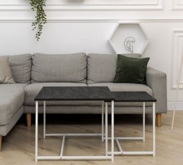 Комплект столиков Квадро S + М угольный камень 