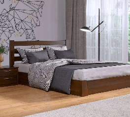 Кровать деревянная Эстелла Селена с подьемным механизмом и нишей для белья Щит / Массив Бук
