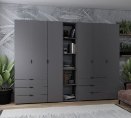 Шкаф для одежды Дорос Гелар графит 6 дверной с пеналом 292,4 см