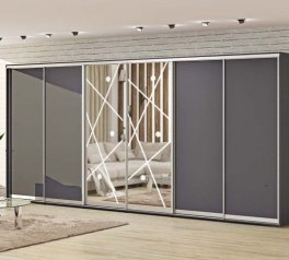 Шафа-купе з дзеркалом Комфорт меблі графіт 6 дверна 540 см