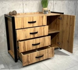 Комод LOFT Дуб Сонома / Чёрный мат MebliRoMax