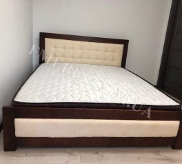 Ліжко двоспальне дерев'яне Явіто Енігма з підйомним механізмом та нішою для білизни Масив Вільха / Ясен / Дуб 