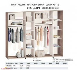 Шкаф-купе Комфорт мебель Валенсия крашеный высокий глянец 4 дверный 400 см