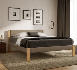 Кровать деревянная с мягкой вставкой ArborDrev Лофт Сосна / Бук