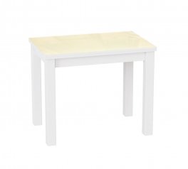 Стіл-трансформер Dinner Glass Ательє світлий/Білі ноги/Перлина біла скло