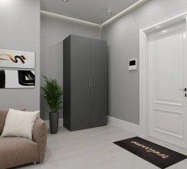 Шкаф Морели SТ0010 2 дверный антрацит с полками 100 см