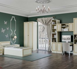 Модульная спальня Tiffani/Тиффани Киевский Стандарт Ваниль/Золото/Ваниль супермат