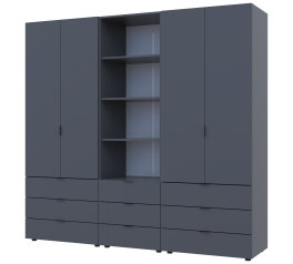 Шкаф для одежды Дорос Гелар графит 4-х дверный с пеналом 215 см