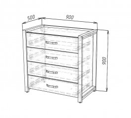Комод LOFT 4Ш Дуб Сонома / Чорний мат MebliRoMax