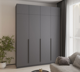 Шкаф Mebelstar Оскар четырехдверный с антресолью Антрацит 200 см