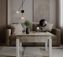 Стіл-трансформер B-Fly Glass Ательє світлий/Білі ноги/Перлина біла скло