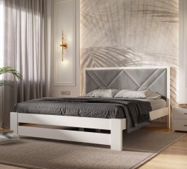 Ліжко дерев'яне з м'якою вставкою ArborDrev Симфонія Преміум Сосна / Бук Білий